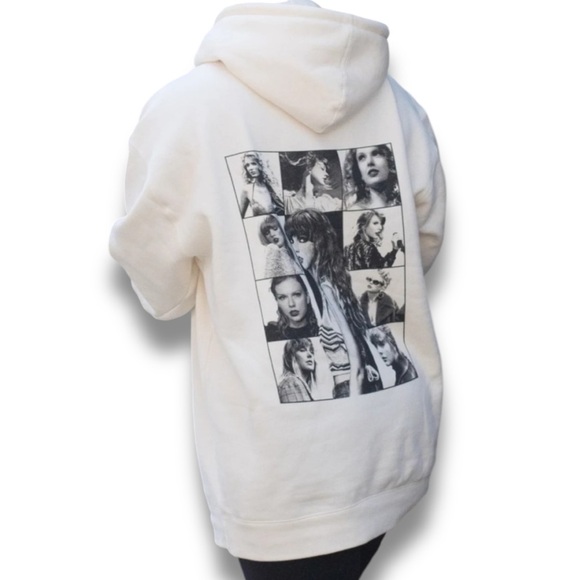 Taylor Swift The Eras Tour Cream Hoodie with Black Backside Print Size M - Picture 1 of 10